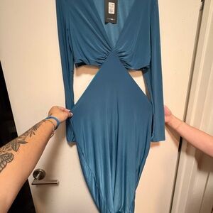 Fashion Nova Blue Midi Dress